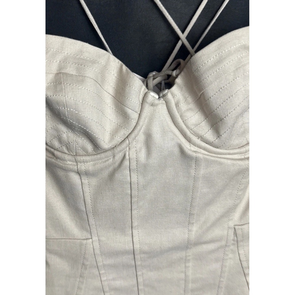 Oh Polly Mini Dress US 4 Sand Corset Bodycon Strappy Back Underwire NWT 7146 - Picture 3 of 8